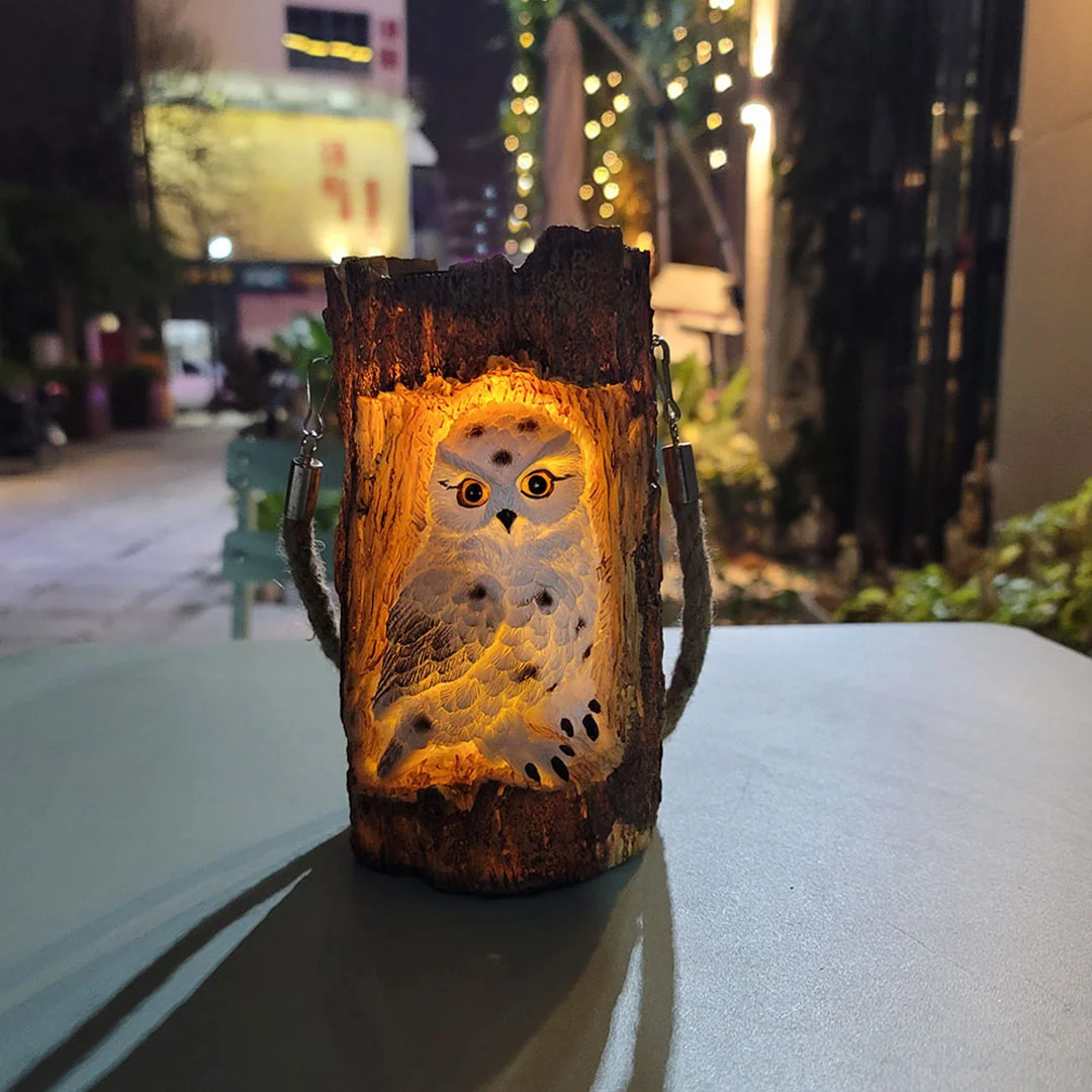 Solar Tree Stump Owl Night Light