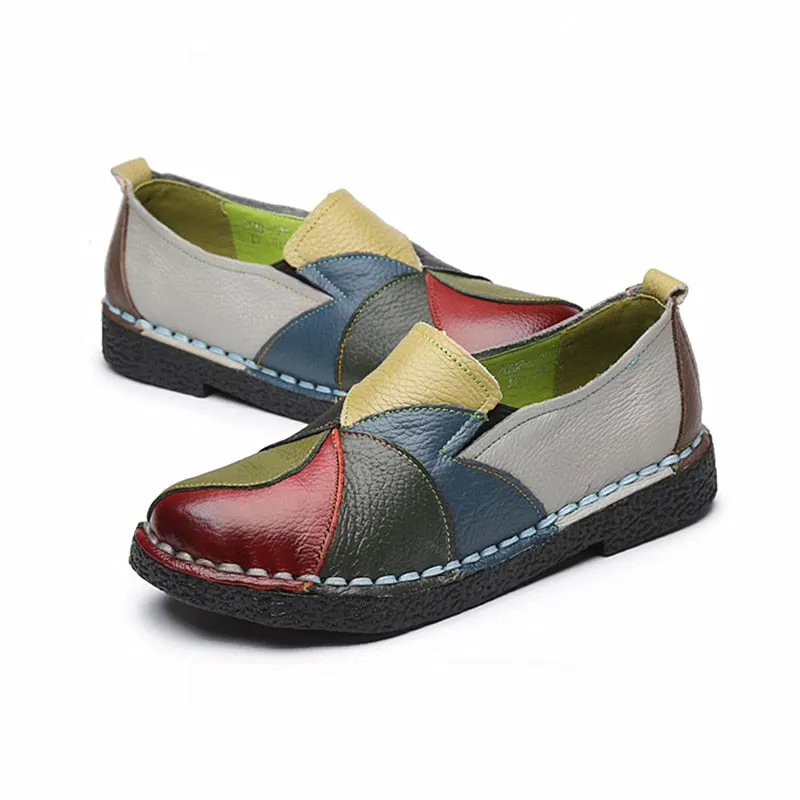 2021 Designer Women Genuine Leather Loafers Ladies Ballet Flats Mixed Colors Slip On Loafers Platform Casual Shoes Size35-42