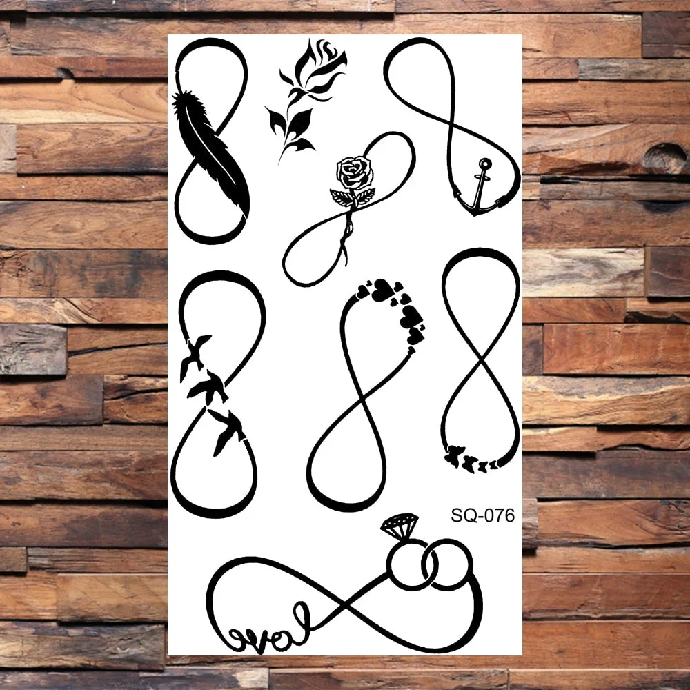 Crown Temporary Tattoos For Women Men Realistic Cross Sword Angel Wings Thorns Fake Tattoo Sticker Body Waterproof Tatoos Black