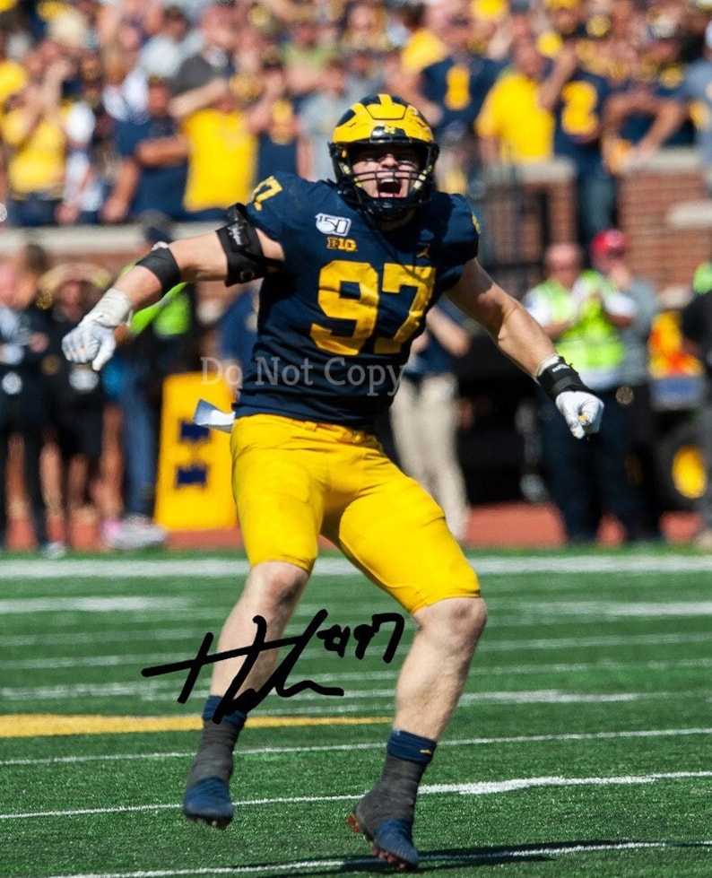 Aidan Hutchinson Signed Photo Poster painting 8X10 rp Autographed Picture Michigan Wolverines Aiden