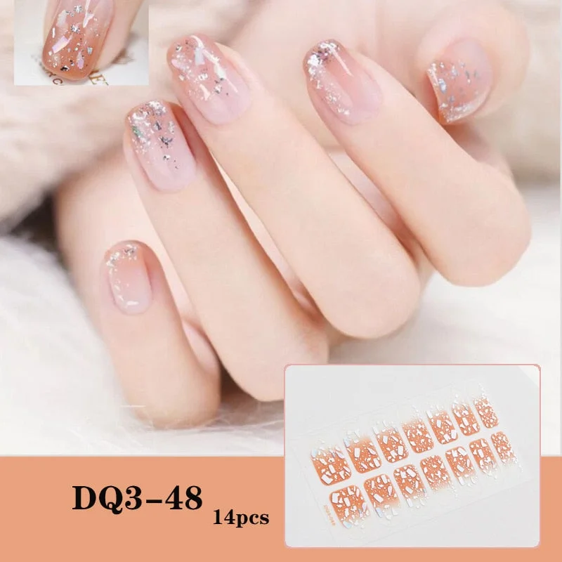 New Designs Full Cover Nail Stickers Fashion Flowers Nail Sticker Set Self Adhesive Manicure Decoracion Nail Strips-Nail Inspo