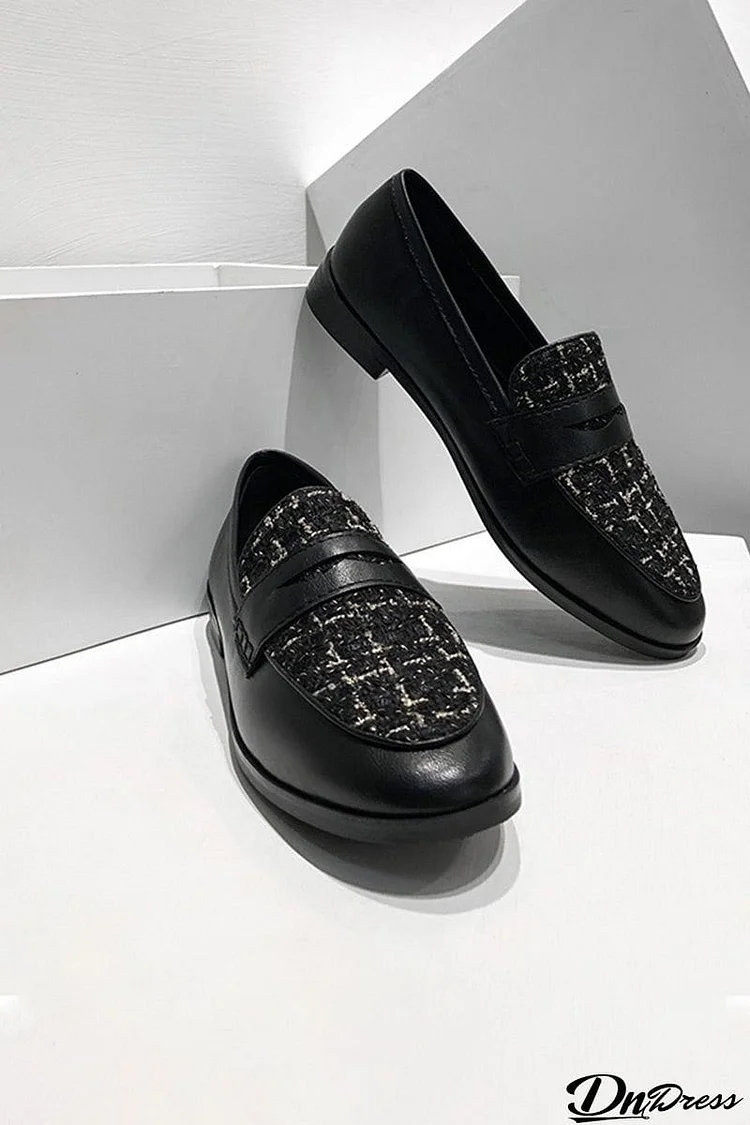 Tweed Square Toe Loafers