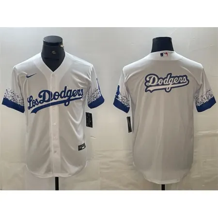 Men's Los Angeles Dodgers White Team Big Logo City Connect Cool Base Stitched Baseball Jersey JKJ3