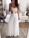 Lace-Up Strapless Wide Leg Suits