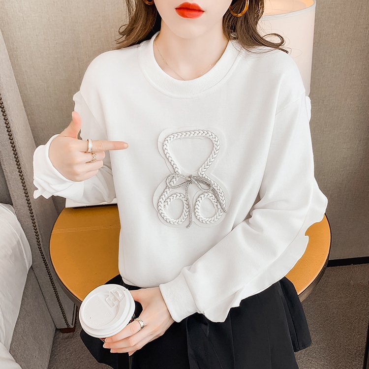 Ruffled Shift Cotton-Blend Long Sleeve Sweatshirt