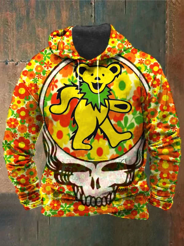 Unisex Skull Bear Print Heavyweight Hoodies