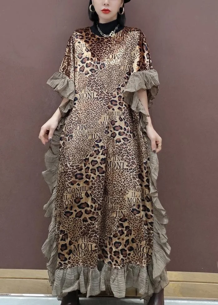 Loose O Neck Ruffles Spring Clothes Women Lnspiration Leopard Dress