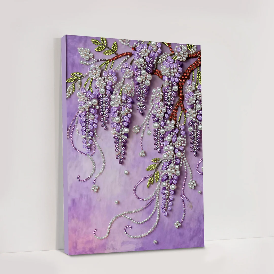 Violet DIY Pearl Diamond Art Kits for Adults Home Wall Decor With Frame 30x40cm