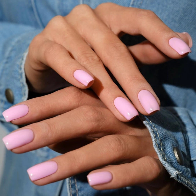 French Style Minimalist Solid Color Plastic Nail Patches 1 Set