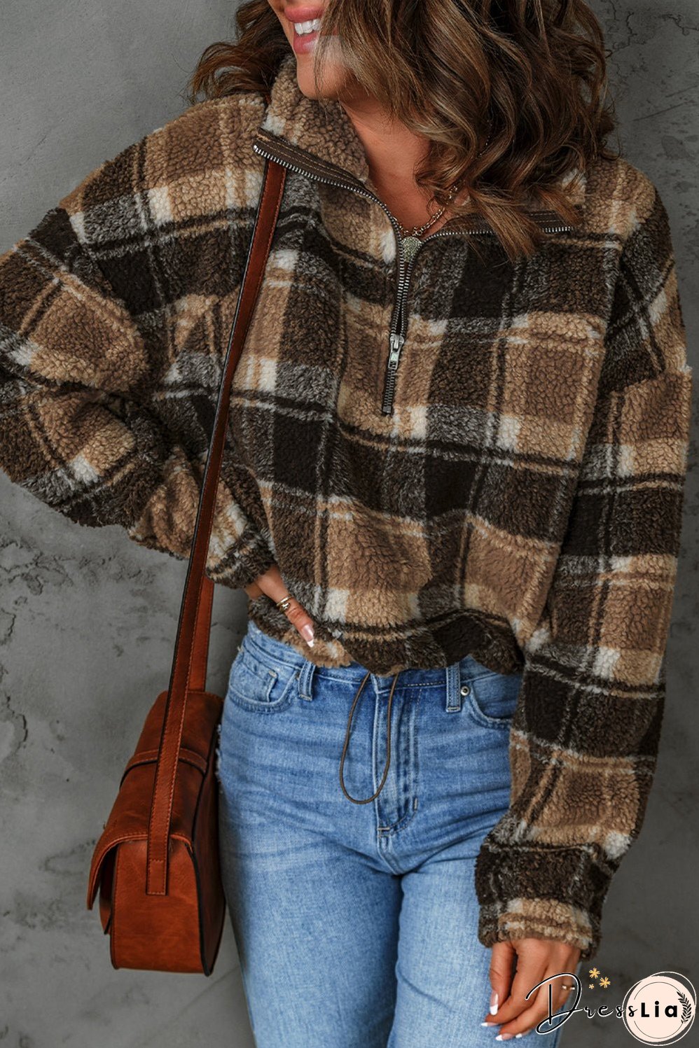 Plaid Pattern Fleece Sweatshirt