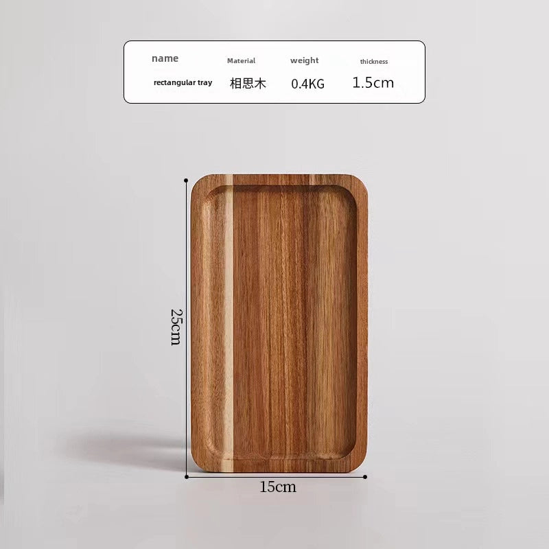 Japanese-style Oval Wooden Tray Solid Wood Rectangular Plate Black Walnut Afternoon Tea Coffee Tray Exquisite Small Tray