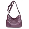 Fashion Multi-layer Women's Backpack Trendy Lightweight Simple Soft Leather Messenger Bag