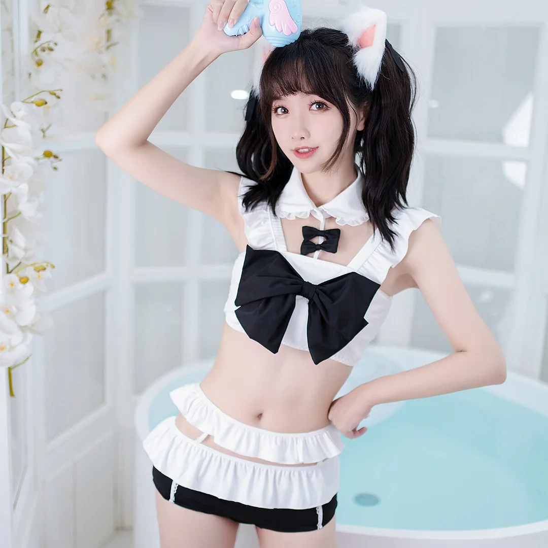 Ruffle Hollow Out Swimsuit Anime Cosplay Costume PE039
