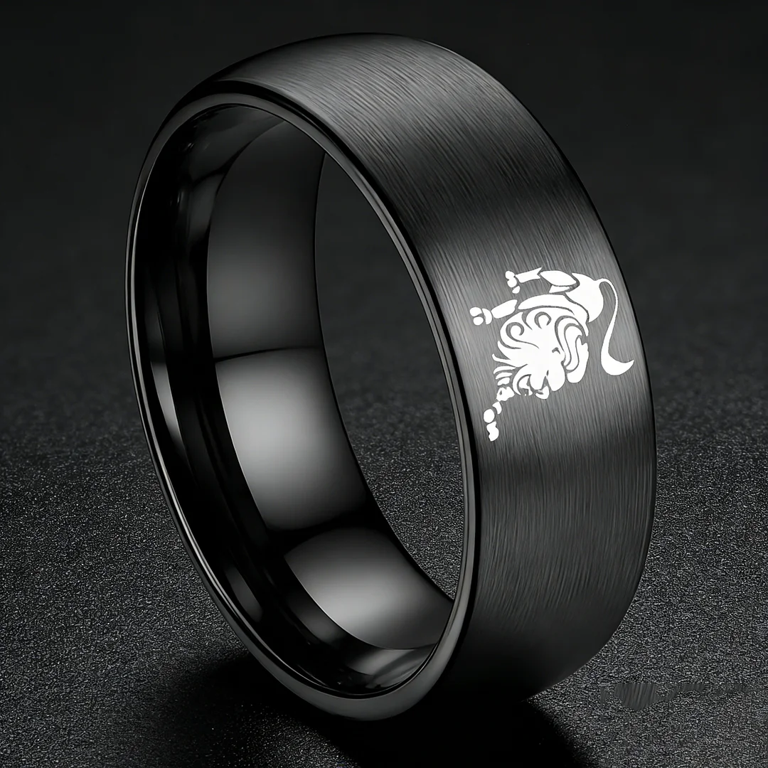 Womens Or Mens Leo Tungsten Carbide Wedding Rings Black Domed Top Couples Bands 4MM 6MM 8MM