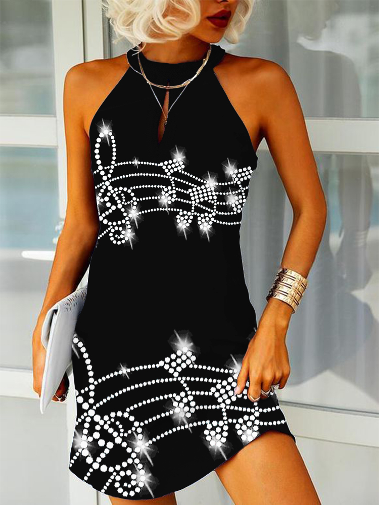 Glitter Music Notes Music Lover Essential Mini Dress wearshes