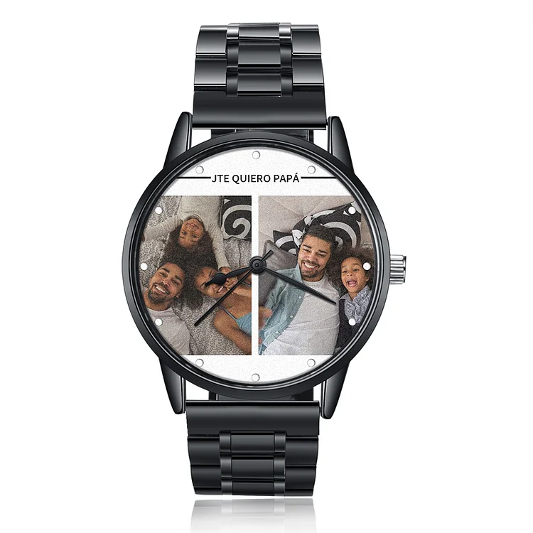 Reloj personalizado con foto, correa de nailon, reloj para hombre, regalo para novio, padre,hijo,hermano 2 foto 1 texto