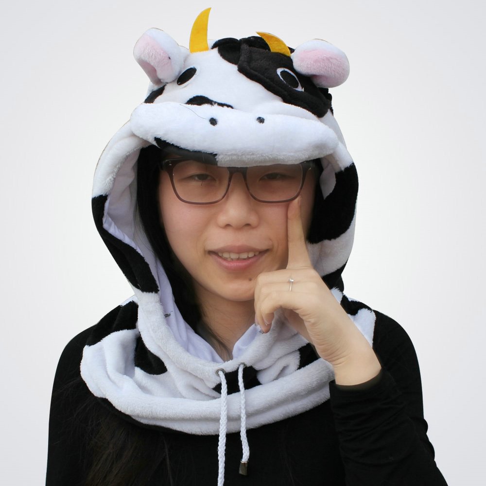 Cow Kigurumi Neckwarmer Hood hat animal onesiese accessories-Pajamasbuy