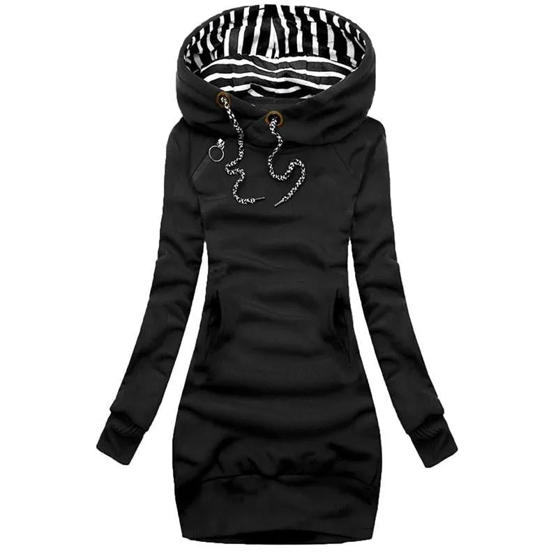 Autumn Winter Long Hoodies Women 2021 Fashion Pocket Long Sleeve Streetwear Pullover Tops Female Plus Size Casual Sweatshirt