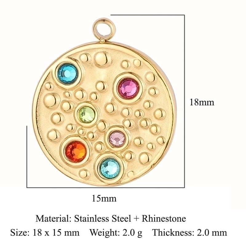 3 Pieces Retro Solid Color Stainless Steel Plating Inlay Rhinestones 18k Gold Plated Charms Jewelry Accessories