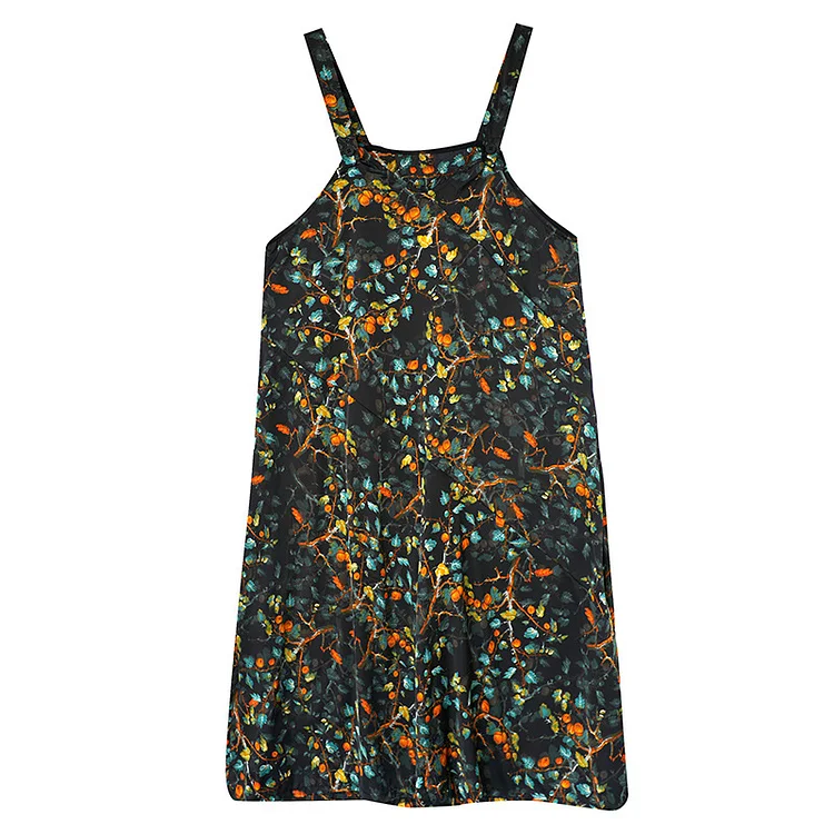Literary Floral Sleeveless Strap Jumpsuit