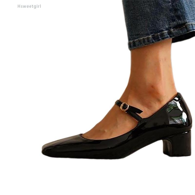 square toe heeled mary janes