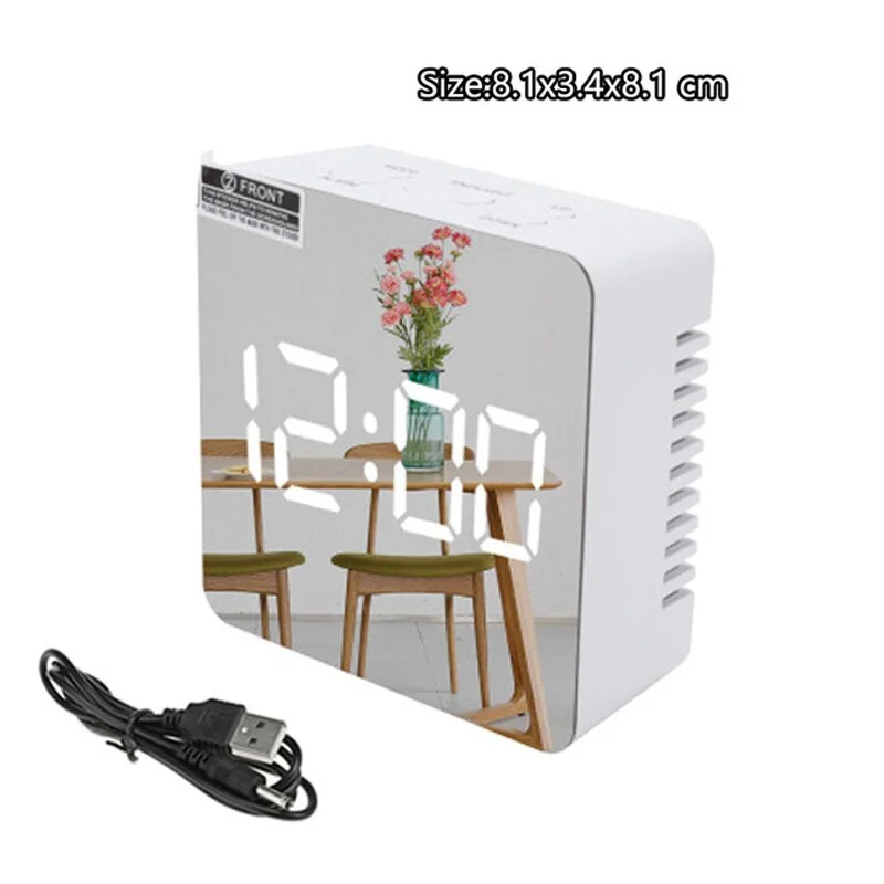 Digital Alarm Clock LED Mirror Electronic Clocks Multifunction Large LCD Display Digital Table Clock with Temperature Calendar