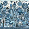 Blue House-11CT Stamped Cross Stitch 50*50cm/19.69*19.69in tapestrymarket