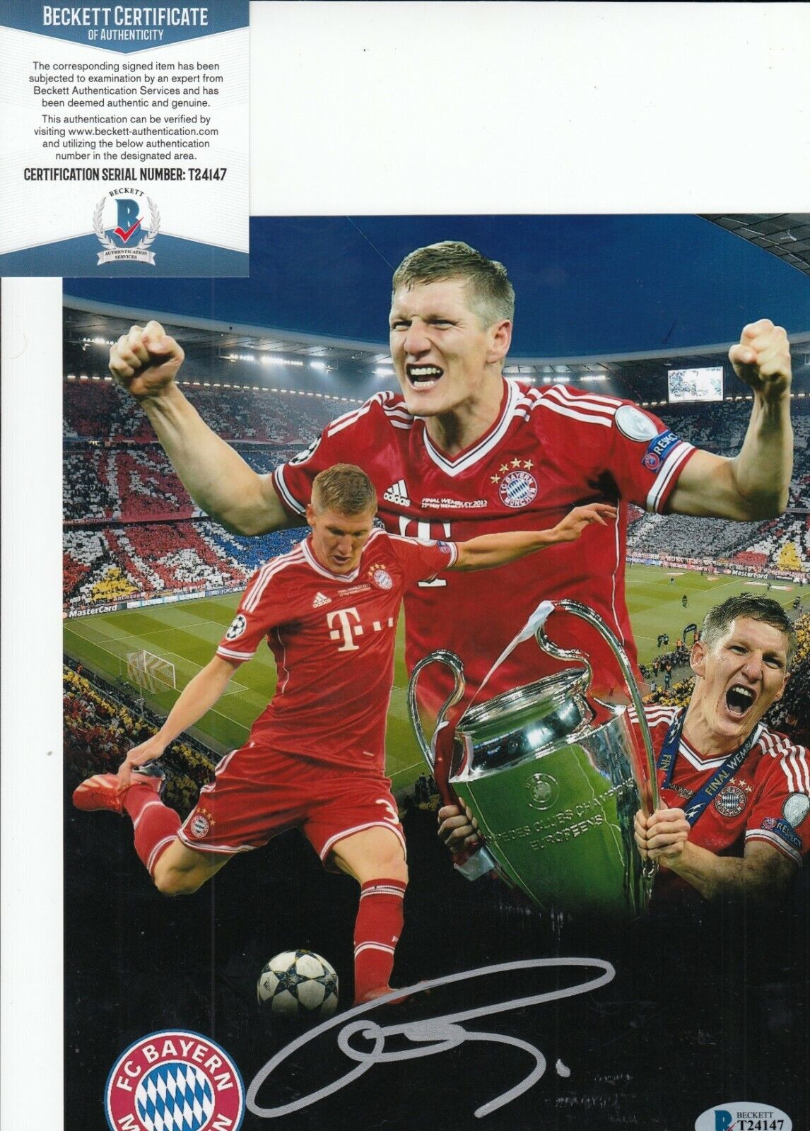 BASTIAN SCHWEINSTEIGER signed (BAYERN MUNCHEN) 8x10 Photo Poster painting Beckett BAS T24147