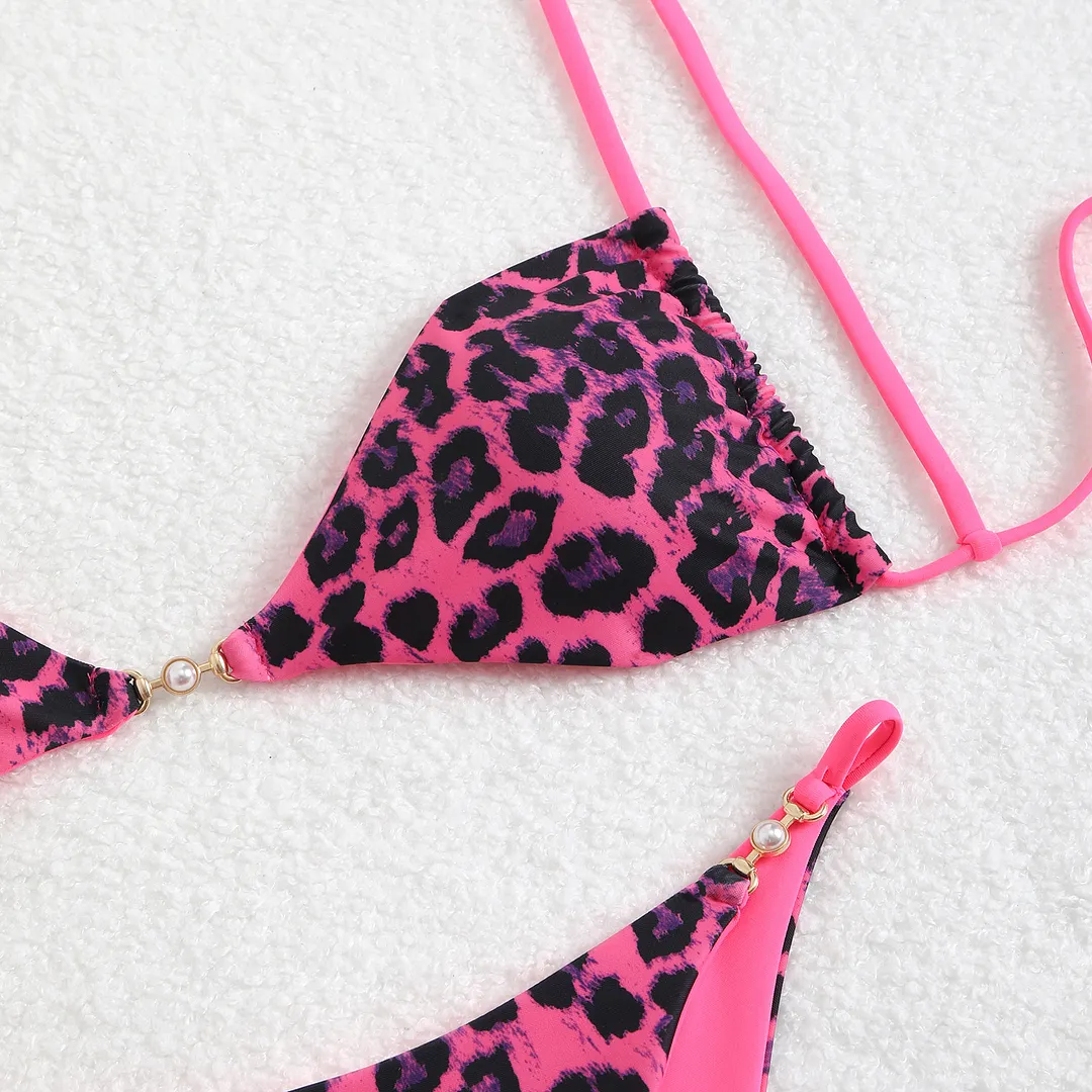 Churchf 2025 New Leopard Print Sexy Bikini Sling Swimsuit Female Senior Feel Beach Spa Swimsuit