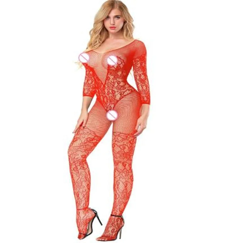 Sexy Lingerie Women's Hot Erotic Lingerie Open Open Teddy Bodysuit Hollow Elastic Mesh Suspenders Body Stockings Sexy Lingerie