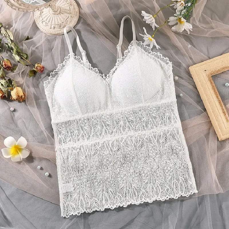 Sexy Tank Top Padded Shape Women Camisole Feminino Top топ Hollow Lace Beauty Back Vest Crop Tee Comfortable Cami топики женские