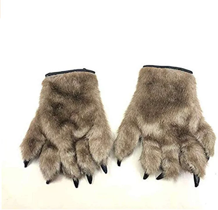 Halloween Hairy Bear Paw Gloves-elleschic