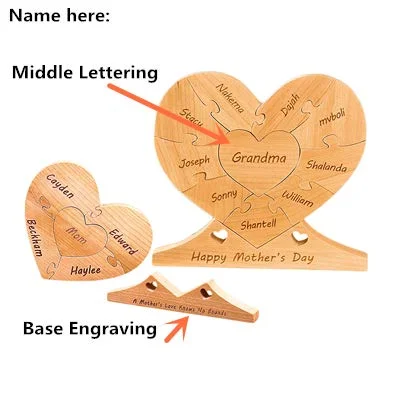 Personalized Name Heart Puzzle Stakes Frame Gift for Mom