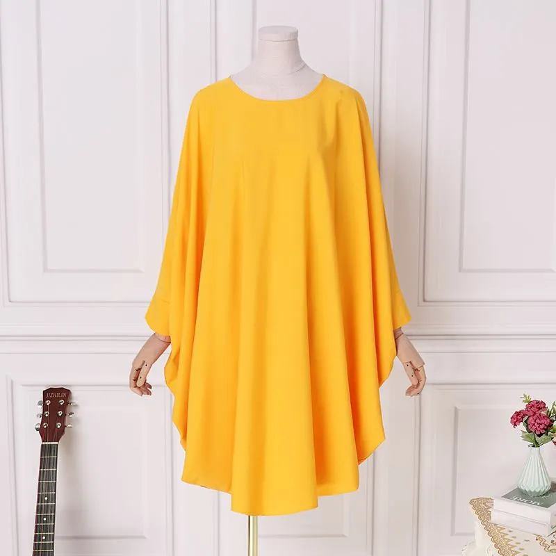 3 Colors Women Dress Plus Size VONDA Autumn Casual Pleated Solid Vestidos Bohemian Vestidos O Neck Long Bat-Sleeve Robes 5XL