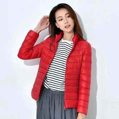 Womens Lightweight Coat Multicolor Shirt Top Collar Down Jacket