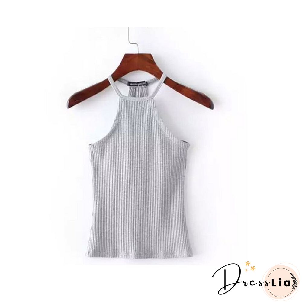 Summer Casual Knit Basic Tank Top Women Ribbed Stretchy Solid Sport Summer Crop Top Off Shoulder Sexy T Shirt