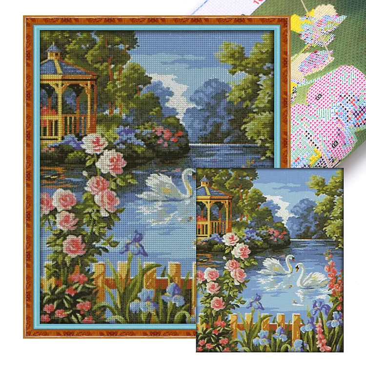 Joy Sunday Swan Lake - Printed Cross Stitch 14CT 48*60CM
