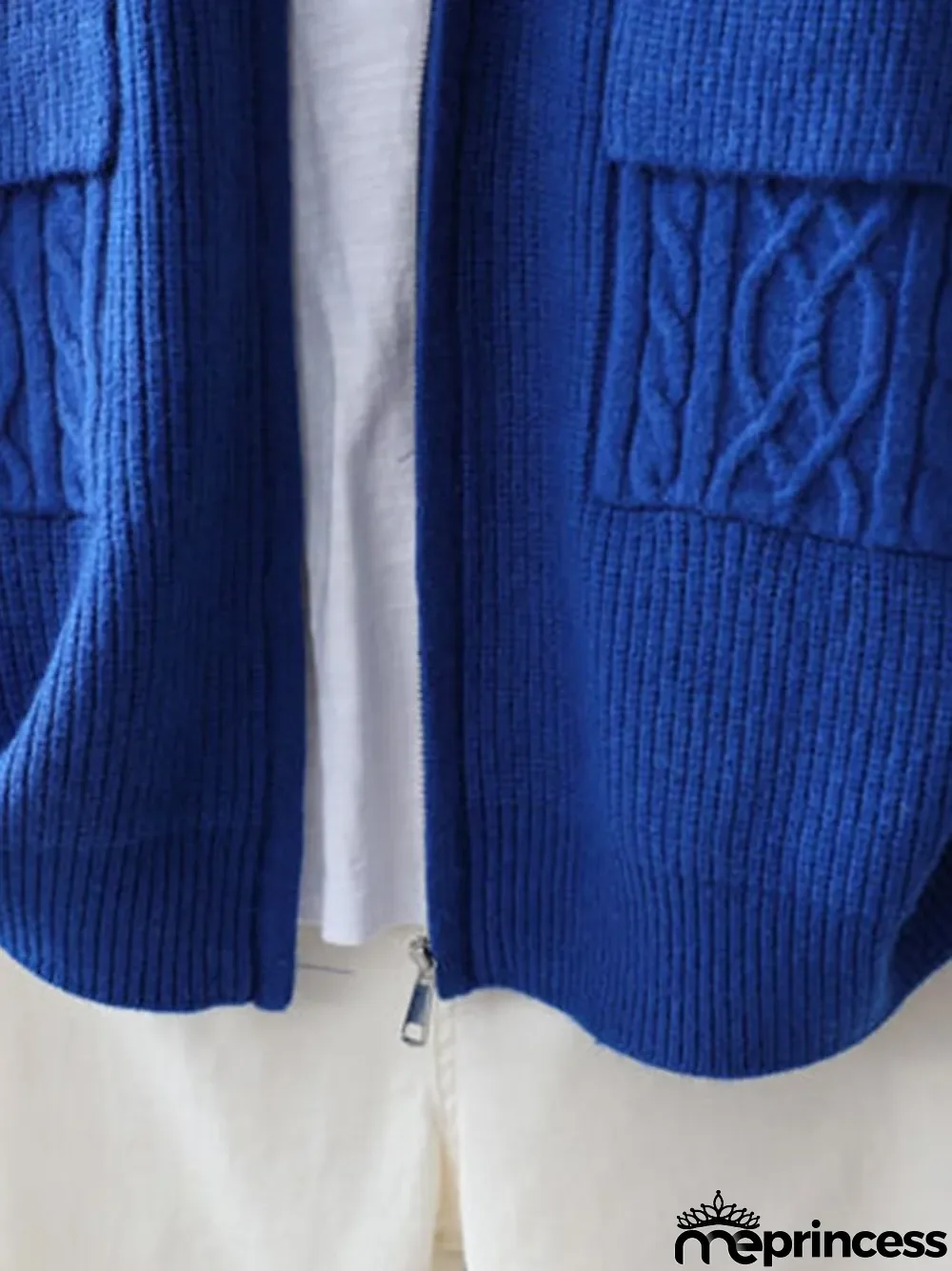 Women's Retro Literary Loose Casual Zipper Cardigan Sweater