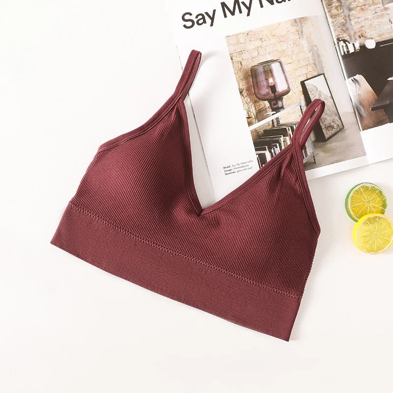 Women Sexy Crop Tops Bra Tube Top Female Streetwear Bandeau Sleeveless Seamless Sports Bra Crop Top Camis Tee Top Basic Tank