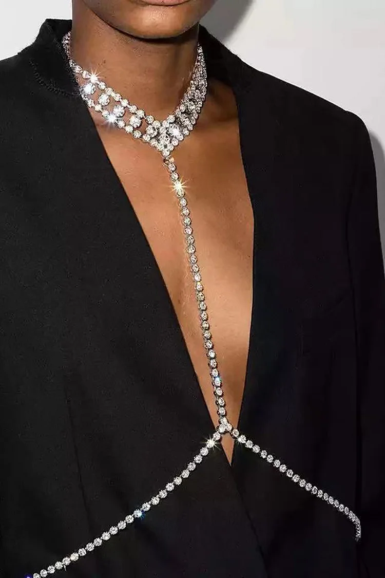 Metal Rhinestone Connecting Necklace Body Chain