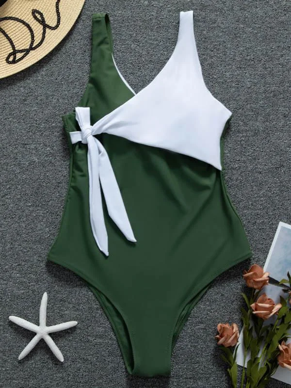 Coloring Bandage One-Piece Swimwear