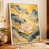 (40x50cm)DIY Pearl Painting Lotus Flower Framed Handmade Pearl Material Art Kit Living Room Decor