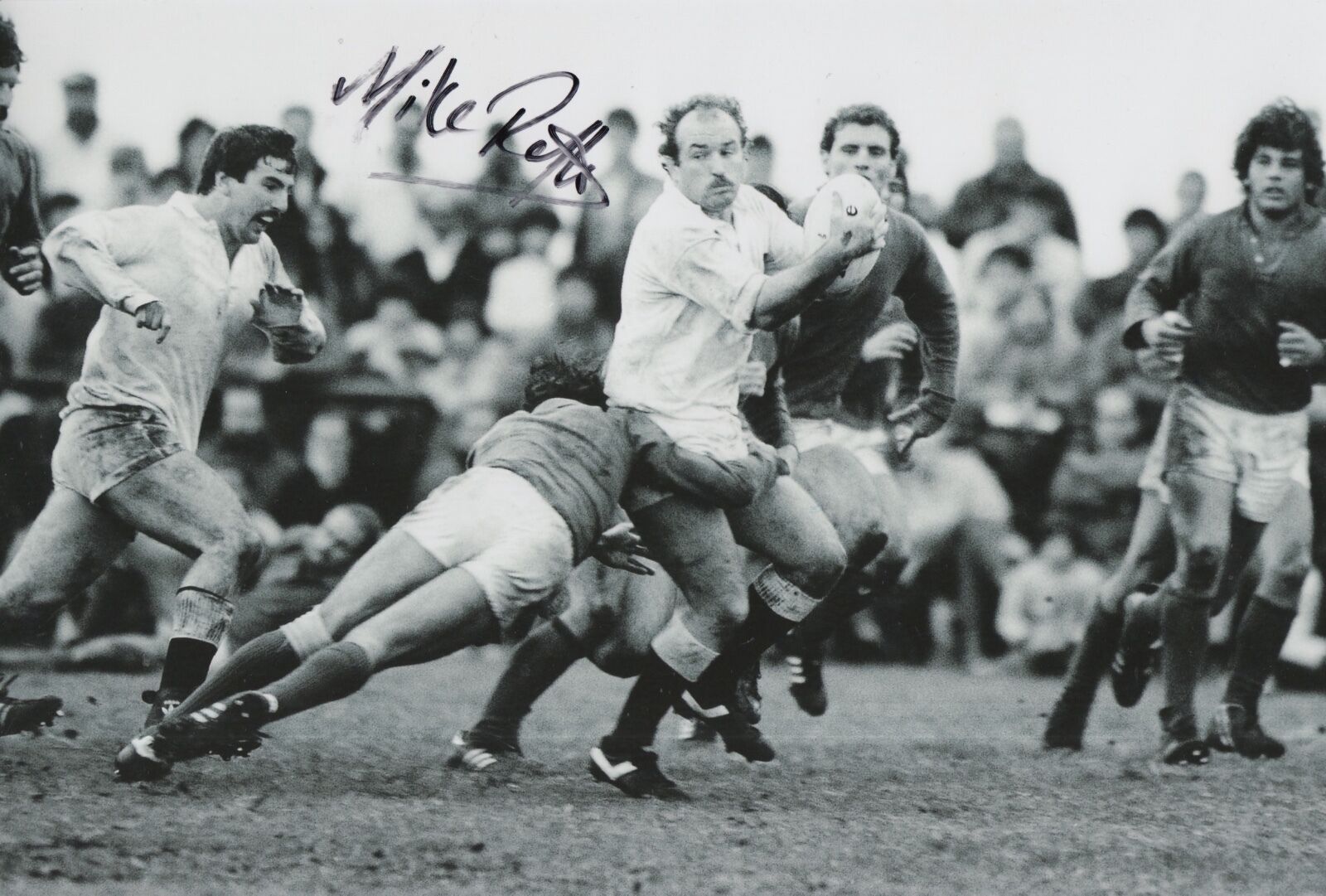 Mike Rafter Hand Signed England Rugby 12x8 Photo Poster painting.