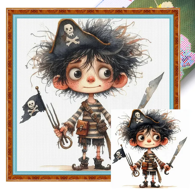 【Huacan Brand】Pirate boy 40*40cm 11CT Stamped Canvas Cross Stitch gbfke