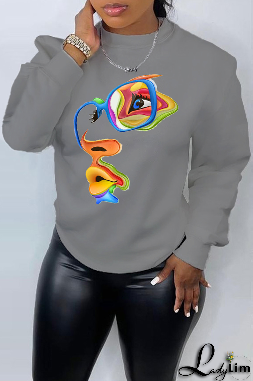 White Street Daily Print Patchwork O Neck Tops