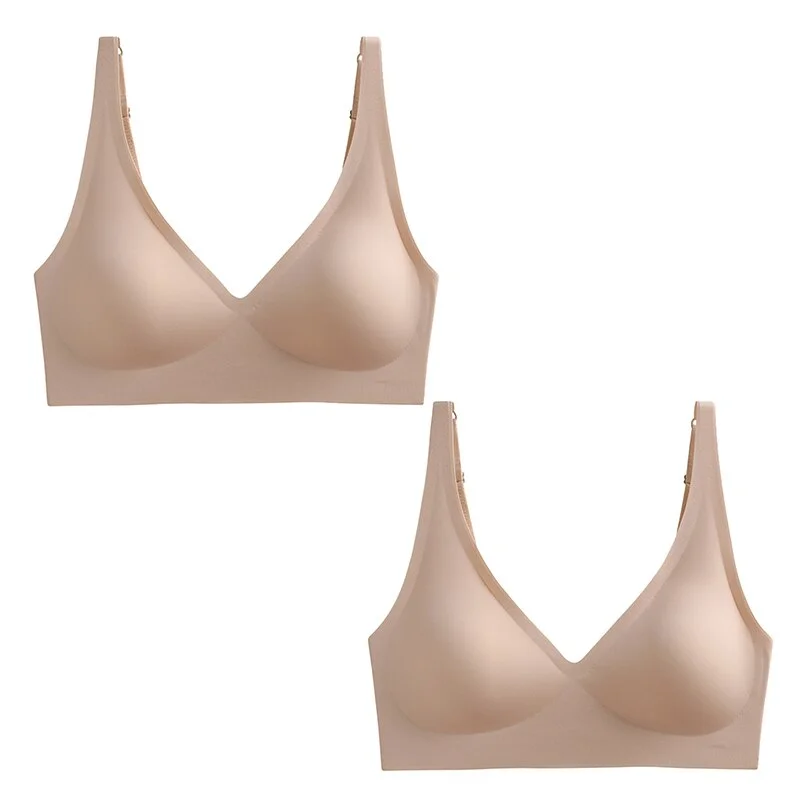 Billionm 2PCS Plus Size Sexy Seamless Bras For Women Wire Free Underwear BH Push Up Bralette With Pad Vest Top Soft Bra Brassiere Lingeri