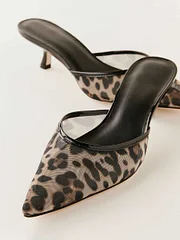 [DEINET] LEOPARD SHIRRING STILLETTO MULE /追跡付 Mario Leopard Mid Heel Mules | Public Desire