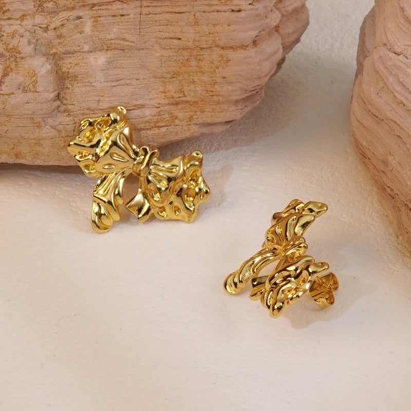 1 Pair Casual Princess Sweet Bow Knot 304 Stainless Steel Imitation Gold  Ear Studs