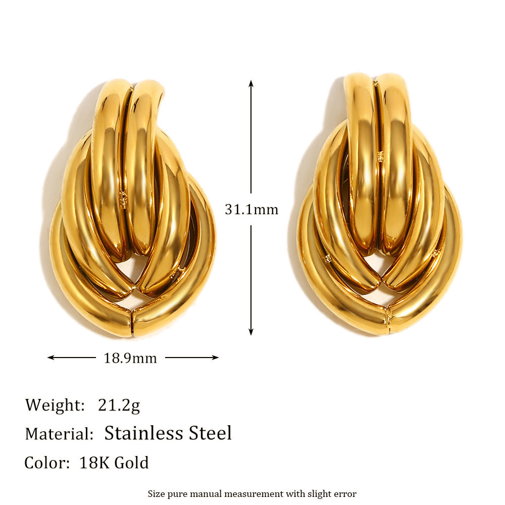 Hot Selling Second-Hand Niche Stainless Steel 18K Gold Plated Flower Pearl Pattern Square Black Jade Earrings For Women