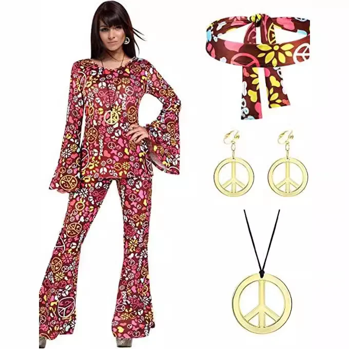 Athvotar Athvotar Halloween Women's Print Tops T Hongha Horn Pants Set + Headscarf